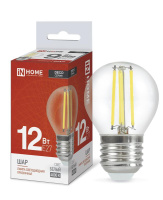 Лампа светодиодная LED-ШАР-deco 12Вт 230В E27 4000К 1350лм прозрачная  4690612053691