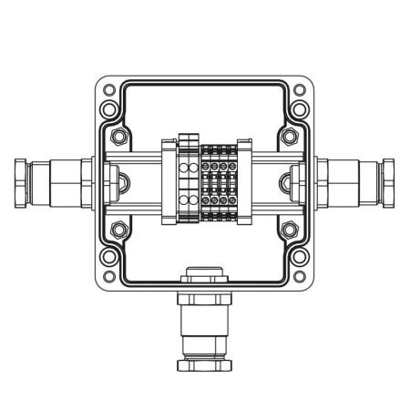 Коробка клеммная взрывозащ. GRP 120х120х90мм 1Ex e IICTBE-P-03-(2хCBC.2-2хCBC.2(i)-2хTEO.2)-1хKH2MHK(B)-1хKH2MHK(C)-1хKH2MHK(D)1Ex e IIC Т5 Gb / Ex tb IIIC T95град.C Db IP66 Un=400В In=21АВ  1231.031.22.121E