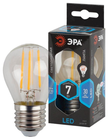 Лампа светодиодная филаментная F-LED P45-7w-840-E27  Б0027949