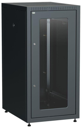 Шкаф сетевой LINEA E 18U 600х800мм стекл. передняя дверь задняя металлическая черн.  LE05-18U68-GM