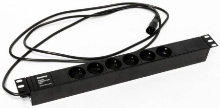 Блок розеток 6-м 10А SHE19-6SH-S-2.5IEC Schuko горизонт. с выкл. шнур 2.5м  397027